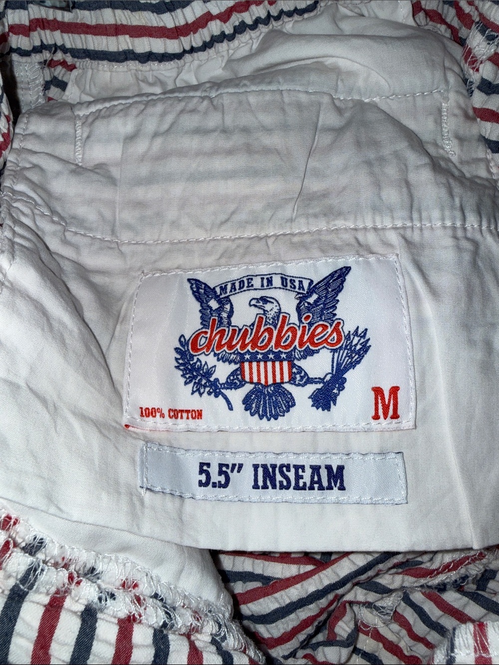 chubbies White Shorts with Red & Navy Stripes size M men’s shorts - Picture 6 of 6